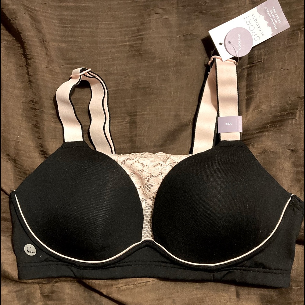 32C PINK BLACK SPORT BY CACIQUE NO WIRE SPORTS BRA NEW